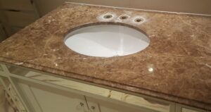 Marble Vanity Top with Limescsale Damage